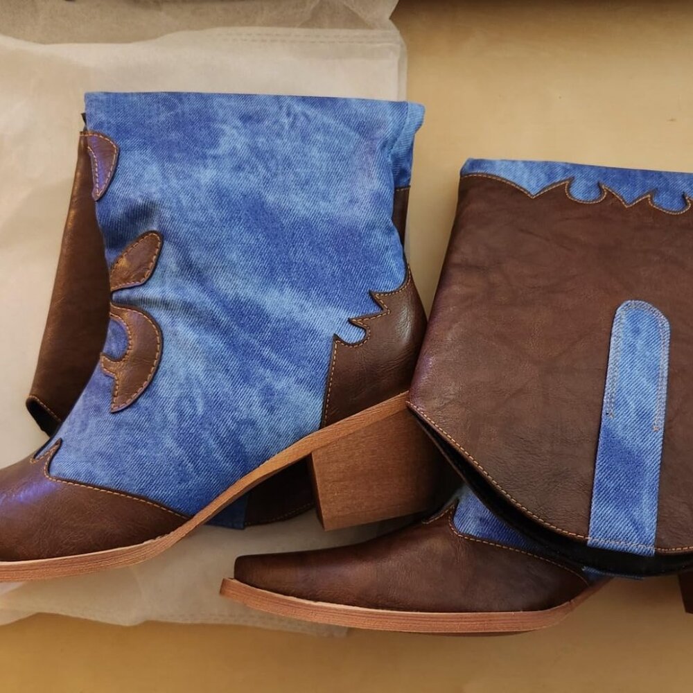Women Denim Cowboy Boots - Picture 6 of 11